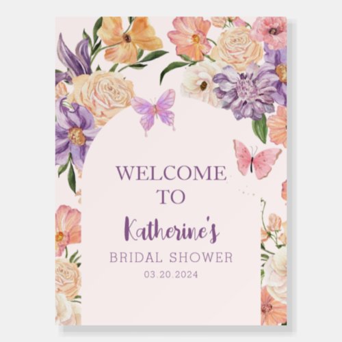 Cute Floral He Gives Me Butterflies Bridal Shower Foam Board