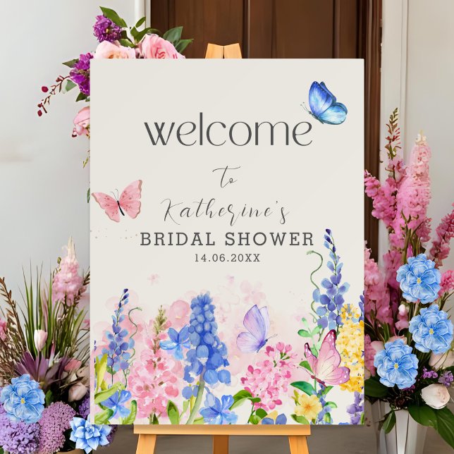 Cute Floral He Gives Me Butterflies Bridal Shower Foam Board (Creator Uploaded)