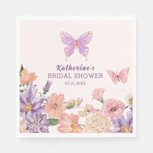 Cute Floral He Gives Me Butterflies Bridal Shower Napkins
