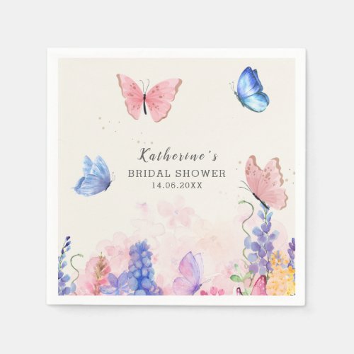 Cute Floral He Gives Me Butterflies Bridal Shower Napkins