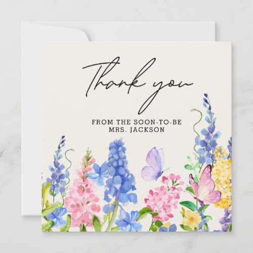 Cute Floral He Gives Me Butterflies Bridal Shower Thank You Card