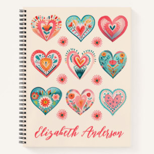 Cute Floral Heart Pattern Notebook