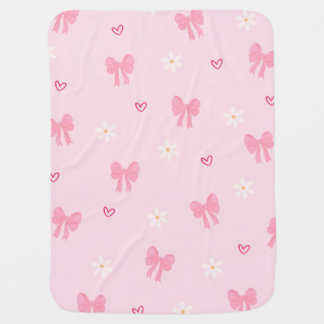 | Cute Floral & Heart Pattern Soft Cozy Blanket” Baby Blanket