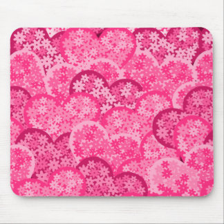 Cute floral hearts in pink mouse pad