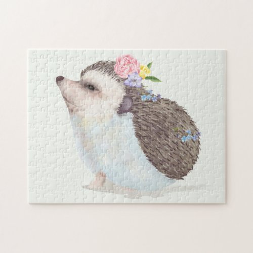 Cute Floral Hedgehog Jigsaw Puzzle