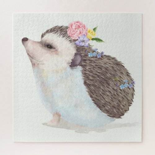 Cute Floral Hedgehog Jigsaw Puzzle