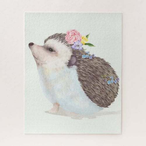 Cute Floral Hedgehog Jigsaw Puzzle