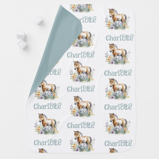 Cute floral horse  baby blanket (In Situ)