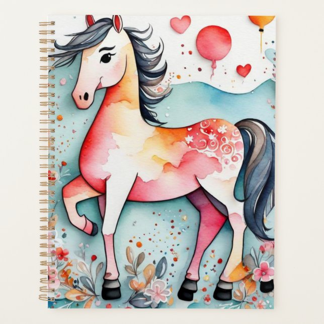 Cute floral horse planner (Front)