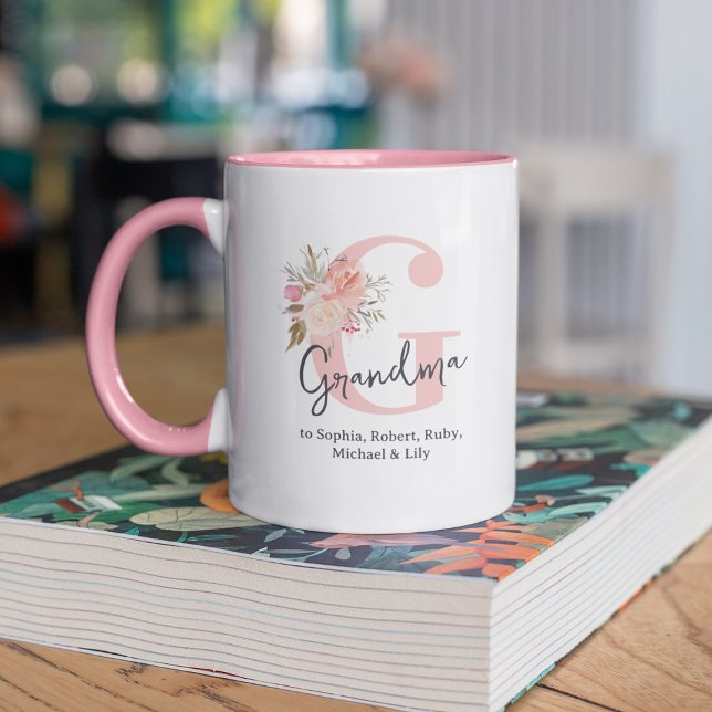 Cute Floral Initial Grandma Mug (Creator Uploaded)