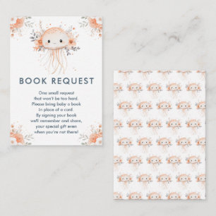 Cute Floral Jellyfish Baby Shower Book Request Enclosure Card