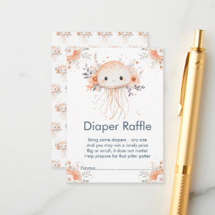 Cute Floral Jellyfish Baby Shower Diaper Raffle Enclosure Card