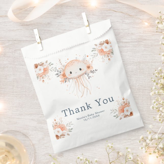 Cute Floral Jellyfish Baby Shower Favor Bag (Clipped)
