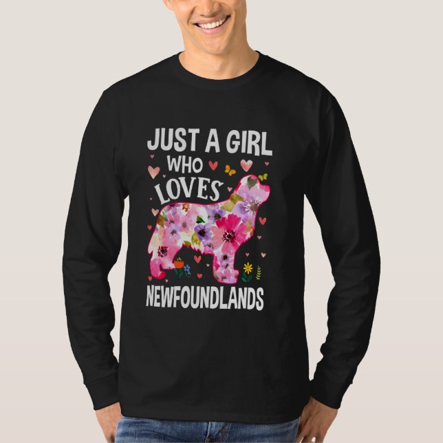 Cute Floral Just A Girl Who Loves Newfoundlands Do T-Shirt (Front)