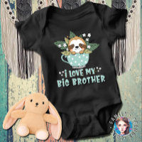Cute Floral Kawaii Raccoon I Love My Big Brother