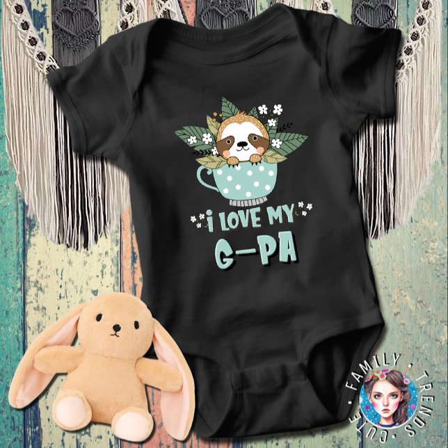 Cute Floral Kawaii Raccoon I Love My G-Pa Baby Bodysuit (Creator Uploaded)