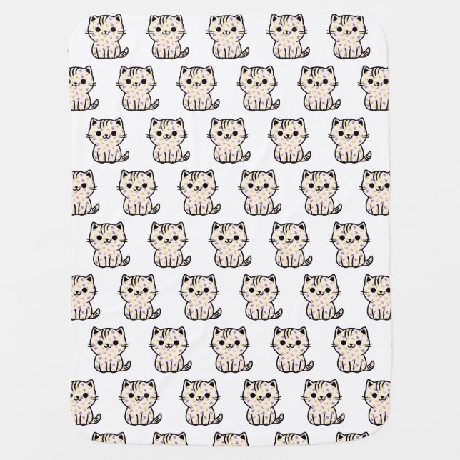 Cute floral kitty baby blanket (Front)