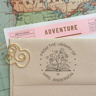 Cute Floral Library Floral Grow your Mind Teacher Self-inking Stamp