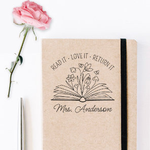 Cute Floral Library Floral Grow your Mind Teacher Self-inking Stamp