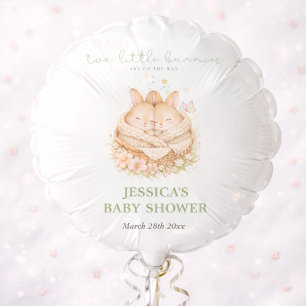 Cute Floral Little Bunnies On The Way Baby Shower Balloon