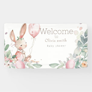 cute floral little bunny baby shower banner