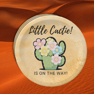 Cute Floral Little Cuctie Kawaii Baby Shower Paper Plates