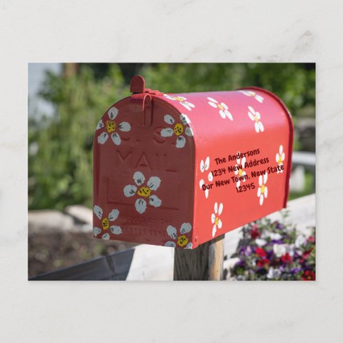 Cute Floral Mailbox Weve Moved Change of Address Postcard