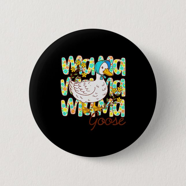 Cute Floral Mama Goose Coquette Mother's Day Silly Button (Front)