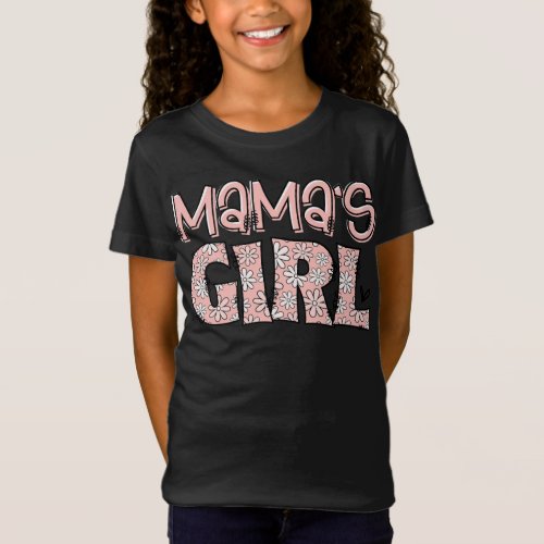 Cute Floral Mamas Girl Pink Retro Daisy  T_Shirt