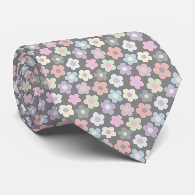 Cute Floral Meadow Pattern Neck Tie (Rolled)
