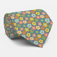 Cute Floral Meadow Pattern Neck Tie