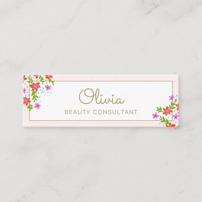 Cute  Floral  Mini Business Card (Front)