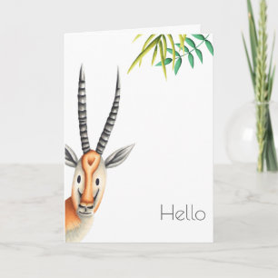 Cute Floral Minimalist African Antelope Card