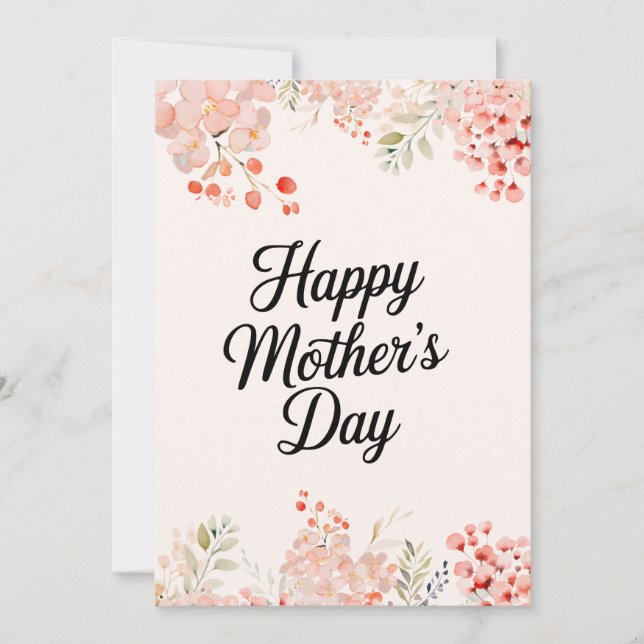 Cute floral Mom Printable Happy Mothers Day Card (Front)