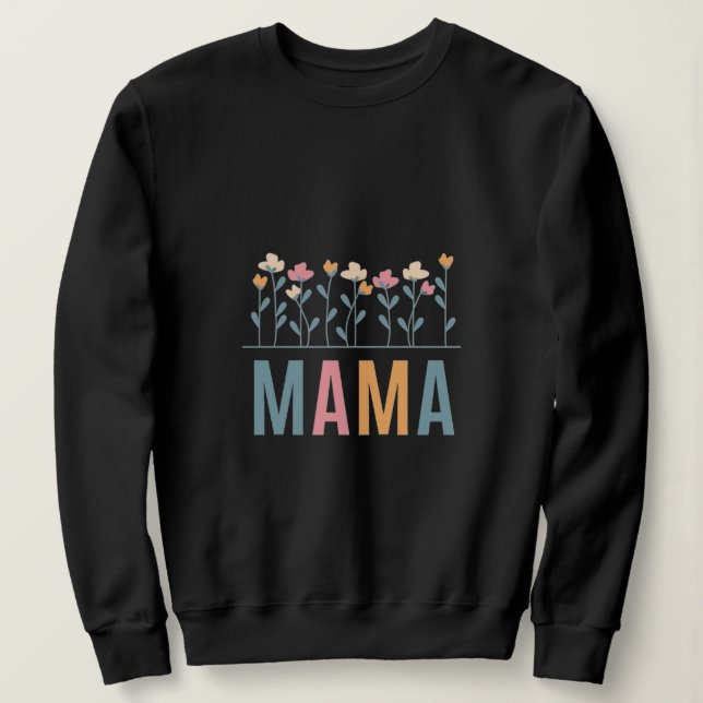 Cute floral Mom Sweat Tee with Flower Design (Design Front)