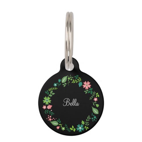 Cute Floral Monogram Dog Cat ID Tags