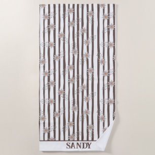 cute floral monogram name beach towel