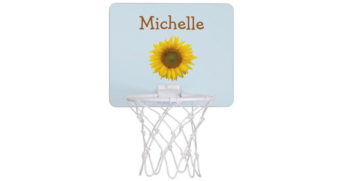 Cute Floral Monogram Yellow Sunflower Mini Basketball Hoop