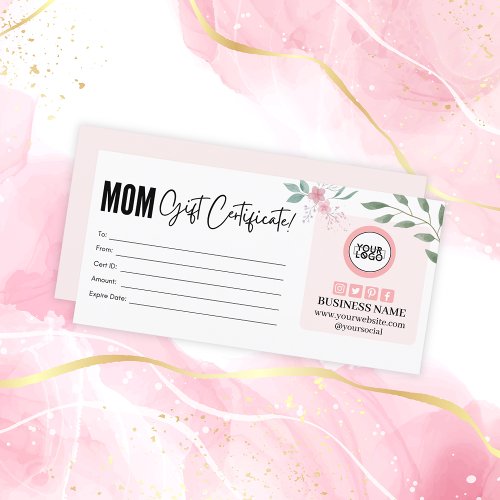 Cute Floral Mothers Day Gift Certificate