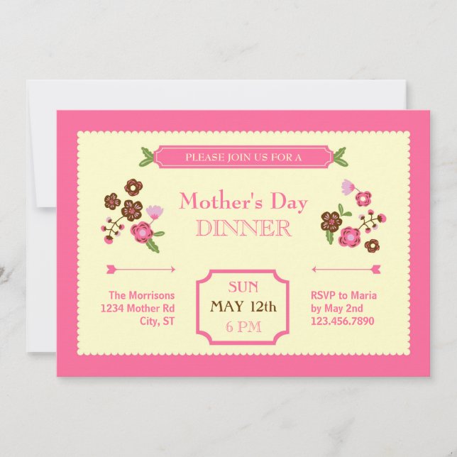 Cute Floral Mother's Day Invitation (Front)