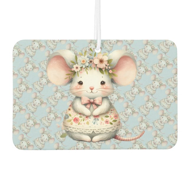 Cute Floral Mouse Dress Flower Crown Air Freshener (Front)