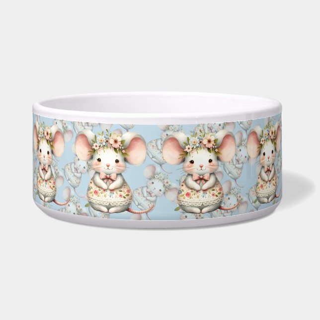 Cute Floral Mouse Dress Flower Crown Bowl (Front)