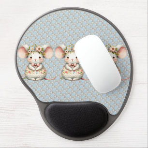 Cute Floral Mouse Dress Flower Crown Gel Mouse Pad