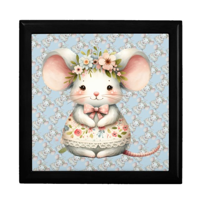 Cute Floral Mouse Dress Flower Crown Gift Box (Front)