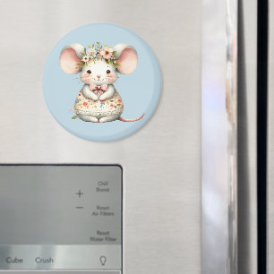 Cute Floral Mouse Dress Flower Crown Magnet