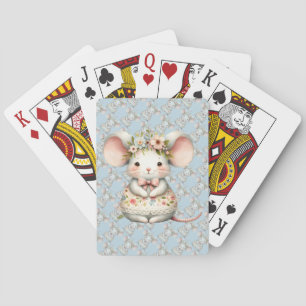 Cute Floral Mouse Dress Flower Crown Poker Cards