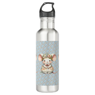 Cute Floral Mouse Dress Flower Crown Stainless Steel Water Bottle