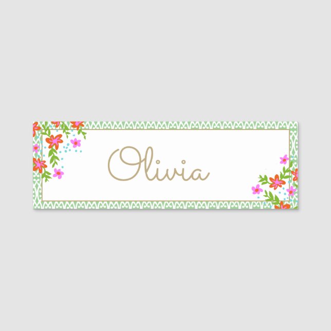 Cute Floral Name Tag (Front)