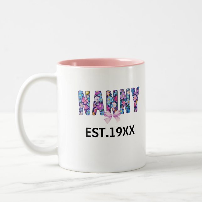 Cute Floral Nanny Mug Personalized Grandma Gift Id (Left)