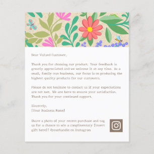Cute Floral Nature Thank You For Your Purchase
